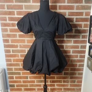 The Vintage Shop Black Puff Sleeve Mini Dress, Size Small